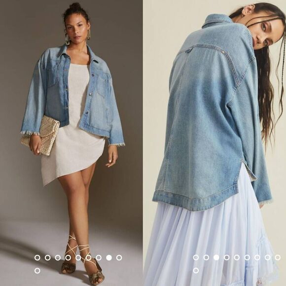 Anthropologie Pilcro Slouchy Trucker Denim Jacket M NWOT - Picture 1 of 12